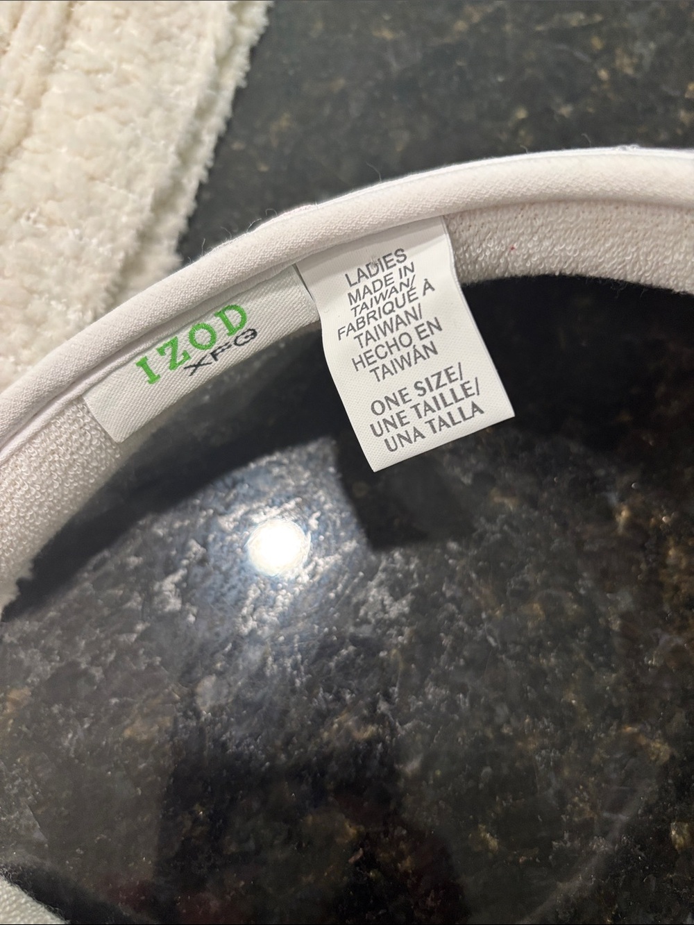 Izod White Visor with Pink, Silver & Black Geometric Embroidery - Picture 2 of 3